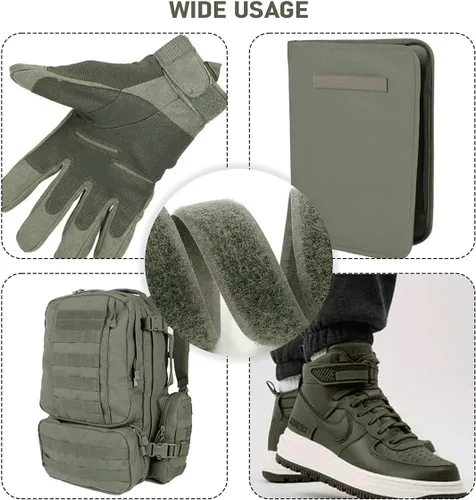 Miniatura 6 de Cinta de velcro de 5/8 pulgadas de ancho, color verde, para coser, no adhesiva, de nailon verde, de 1 yarda de longitud, juego de sujetadores