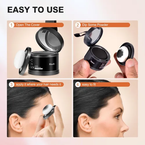 Miniatura 5 de Acosexy Polvo para cubrir las raíces del cabello y la barba, color marrón oscuro para cejas de mujer, cobertura de cabello gris para hombres, puntos