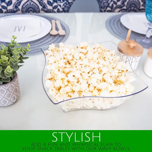 Miniatura 9 de PLASTICPRO Cuencos desechables de plástico cuadrados con diseño de ondas, resistentes para aperitivos o ensaladas de fiesta (4, medianos)