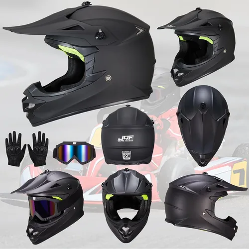 Miniatura 2 de cascos para niños y jóvenes de bicicleta todoterreno, motocross, ATV, BMX, MX, bicicleta todoterreno, casco de motocicleta J-01 con gafas y guantes
