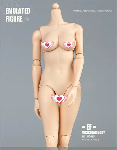 Miniatura 4 de Cuerpo de figura femenina a escala 1/6, piel pálida femenina busto grande medio sin costuras figura de acción flexible colección de muñecas
