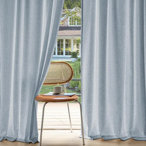 Miniatura 11 de MIULEE 2 paneles de cortinas de lino de privacidad que no se transparentan, cortinas filtrantes de luz, cortinas texturizadas con pestaña trasera