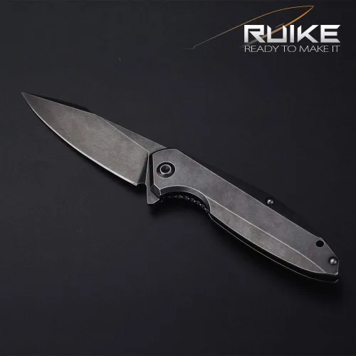 Miniatura 6 de Ruike Cuchillo táctico plegable pequeño cuchillo de bolsillo con clip EDC Camping Pesca Senderismo Cuchillos Marco Cerradura 14C28N Acero Negro al