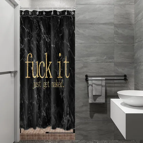 Miniatura 13 de LB Fuck It Get Naked - Cortina de ducha pequeña de 48 x 68 pulgadas, forro de cortina de ducha en blanco y negro, cortina de ducha estrecha