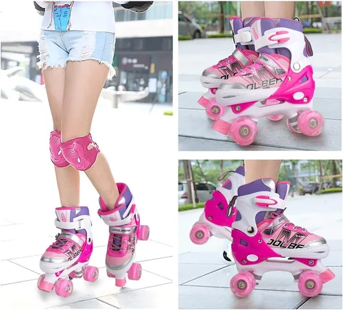 Miniatura 7 de Patines en línea ajustables para niñas y mujeres, todas las 8 ruedas de los patines de niña brillan, iluminación segura y divertida para niños A-Rosa