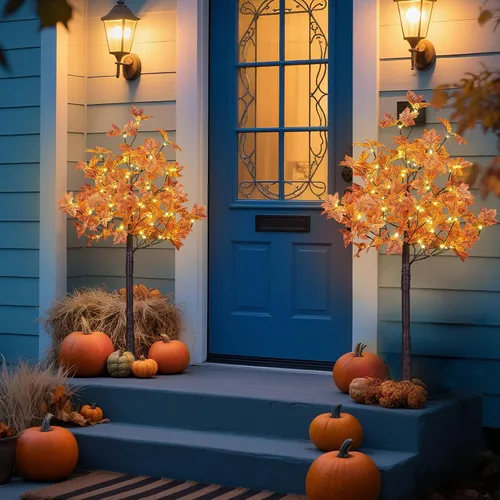 Miniatura 4 de LIGHTSHARE 2 piezas de 4 pies 144 LED (72 LED cada uno) árbol de arce iluminado artificial blanco cálido para Halloween, decoración de otoño