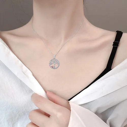 Miniatura 3 de JUSTKIDSTOY Collar con colgante de árbol de la vida, diseño de mariquitaunicorniolama, plata de ley 925, joyería de animales lindos regalos