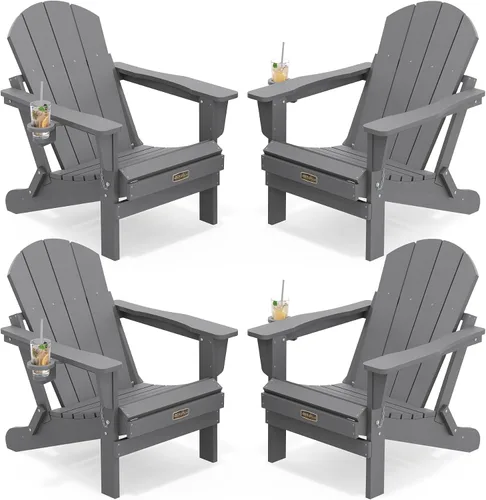 Miniatura 57 de SERWALL - Silla plegable Adirondack para patio, jardín, exterior, resistente a la intemperie, sillas para hoguera, color naranja