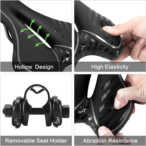 Miniatura 4 de OUXI Asiento de Bicicleta Cómodo Sillín de Bicicleta de Gel Cómodo de Repuesto Suave Acolchado con Absorción de Impactos Impermeable para MTB Negro