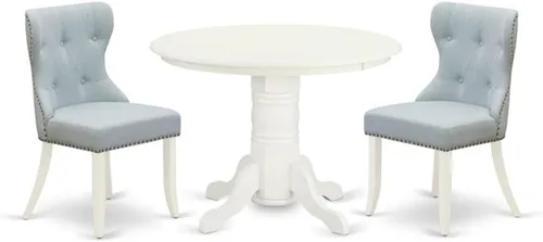 Miniatura 7 de East West Furniture SHSI3-BLK-21 Juego de mesa de cocina de 3 piezas para espacios pequeños contiene una mesa de comedor redonda con pedestal y 2