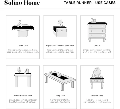 Miniatura 6 de Solino Home Camino de mesa de lino a rayas de 36 pulgadas, 100% lino puro en blanco y negro, camino de mesa pequeño de 14 x 36 pulgadas, ideal