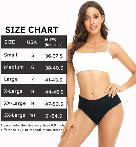 Miniatura 6 de RHYFF Ropa interior de algodón para mujer, calzones de bikini de encaje suave, hipster, bragas elásticas completas, paquete de 5