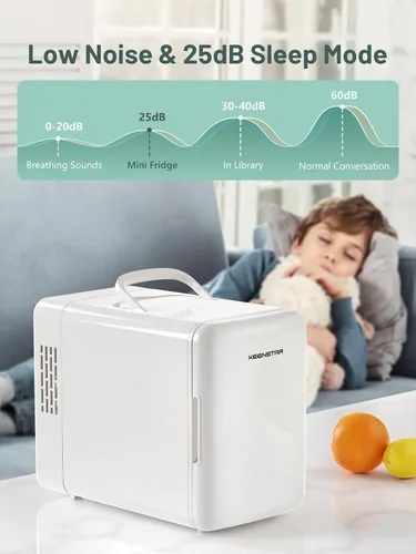 Miniatura 4 de KEENSTAR Mini refrigerador, mini refrigerador de 6 litros/8 latas, refrigerador pequeño de 110V AC/12V DC enfriador y calentador para dormitorio