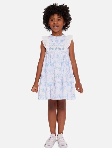 Miniatura 5 de Bonnie Jean Vestido de panel fruncido bordado 3M-6X para niñas