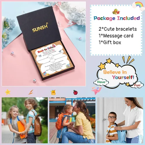 Miniatura 5 de SUNSH Regalos de regreso a clases, pulsera para mamá e hija, hijo, juego de pulseras a juego para el primer día de escuela, regalos para niñas