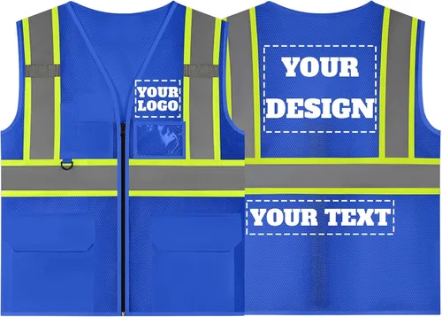 Miniatura 30 de Chaleco de seguridad reflectante de malla con logotipo personalizado con cremallera Chaleco de alta visibilidad para construcción al aire libre Ropa