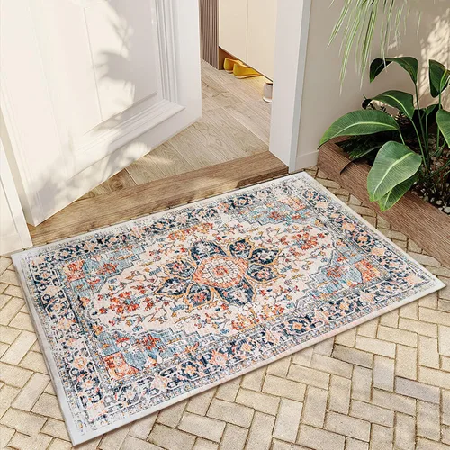 VK VK·LIVING Tapete para la entrada de 2 x 3 pies, pequeño, bohemio, para baño, respaldo antideslizante, felpudo, de interior, puerta delantera,