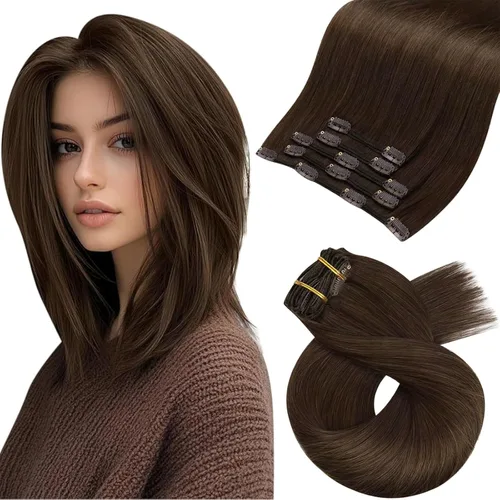 Miniatura 39 de Moresoo Extensiones de cabello humano Remy con clip, color rubio platino, extensiones de cabello humano real de doble trama, color rubio #60, 18