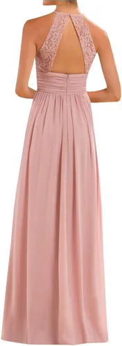 Miniatura 2 de Vestido de dama de honor de gasa con encaje halter para mujer