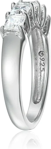 Miniatura 3 de Tienda Collection Platinum or Gold Plated Sterling Silver Princess-Cut 5-Stone Ring made with Infinite Elements Zirconia