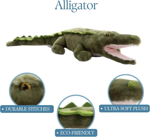 Miniatura 5 de The Petting Zoo Peluche de cocodrilo, regalos para niños, animales salvajes del zoológico Onez, juguete de peluche de cocodrilo de 22 pulgadas