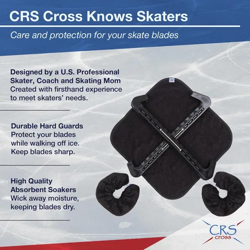 Miniatura 5 de CRS Cross - Juego de regalo de protectores de patines sobre hielo, guardas de tela y toallas, cubiertas suaves para cuchillas de patinaje artístico