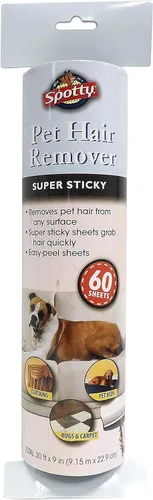 Spotty Recambio de rodillo adhesivo extra adhesivo, removedor de pelo de mascotas y perros para ropa y muebles, 60 hojas