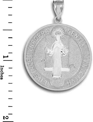 Miniatura 3 de Milagrosa Medalla de San Benito Moneda de plata de ley 925colgante Tamaño Grande