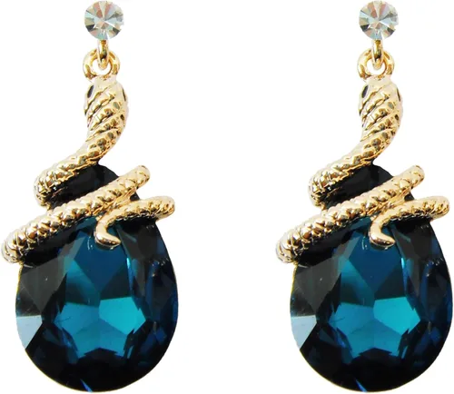 Miniatura 34 de Navachi Pendientes colgantes de gota de serpiente con forma de pera multicolor de cristal chapado en oro de 18 quilates