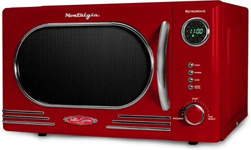 Miniatura 30 de Nostalgia Horno microondas retro compacto para encimera, 0.7 pies cúbicos, 700 vatios con pantalla digital LED, bloqueo para niños, interior fácil