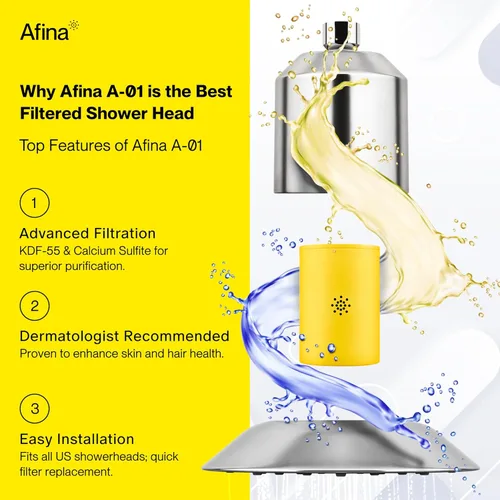 Miniatura 3 de Afina - Filtro de reemplazo para cabezal de ducha filtrado Afina y filtro de ducha - Ducha de alta presión - Reduce la piel seca con picazón