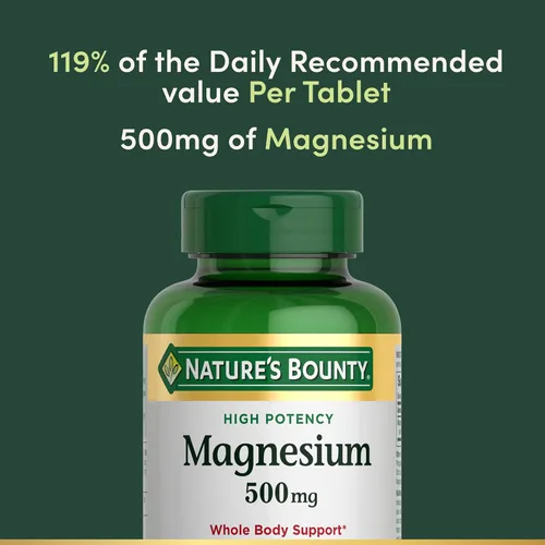 Miniatura 3 de Nature's Bounty Suplementos de magnesio de 500 mg comprimidos, apoya la salud ósea y muscular, 200 unidades (paquete de 2)