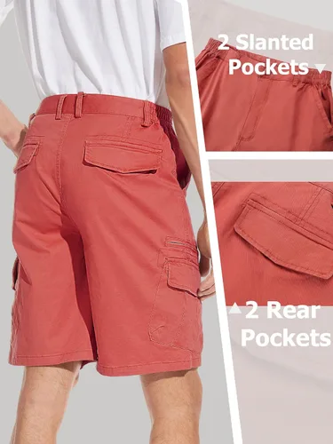 Miniatura 5 de TACVASEN Pantalones cortos planos de algodón para hombre, pantalones cortos de golf con 7 bolsillos