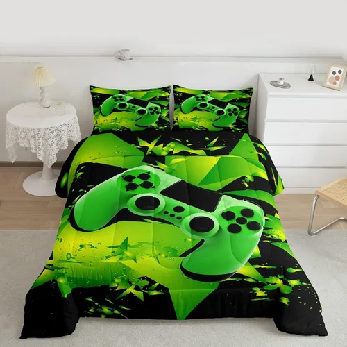 Miniatura 19 de Juego de edredón de videojuegos para niños y adolescentes, juego de ropa de cama para todas las estaciones, juego de ropa de cama