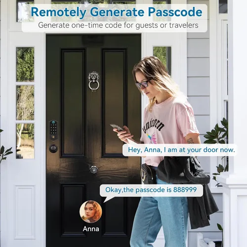 Miniatura 4 de Cerraduras inteligentes con huellas dactilares para puerta delantera con mango, control por aplicación, cerradura de puerta de entrada sin llave
