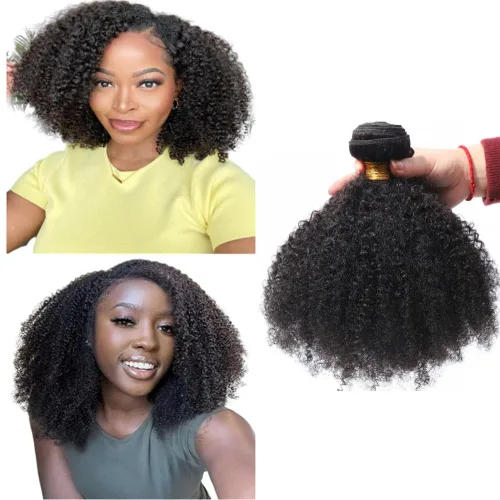 Miniatura 10 de Paquetes de Cabello Humano Rizado Afro Kinky Mongol Ombre de 12 14 16 Pulgadas T1B/30 Marrón 4B 4C Cabello Humano Virgen a Granel Afro Kinky