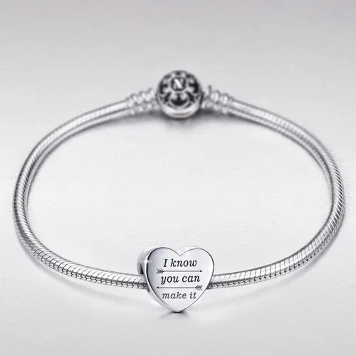 Miniatura 5 de Encanto de corazón compatible con pulseras de Pandora Encantos inspiradores grabados en joyería Personalidad y regalos de aliento para mujeres