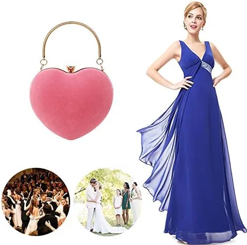 Miniatura 6 de Goclothod Bolso de noche en forma de corazón Bolso de mano de fiesta Bolso de hombro con cadena