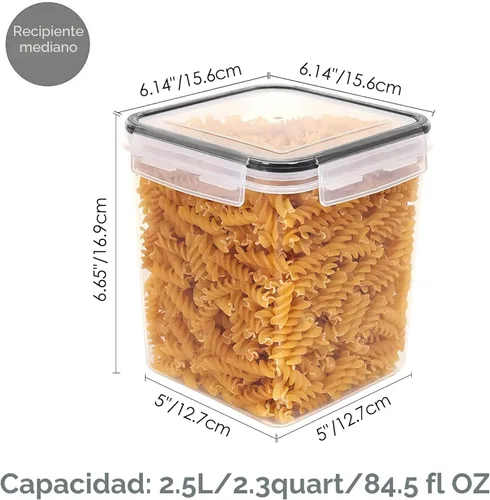 Miniatura 2 de Vtopmart Contenedores de almacenamiento de alimentos de 2.5 litros/84.5 onzas, 4 recipientes herméticos de plástico sin BPA para harina, azúcar