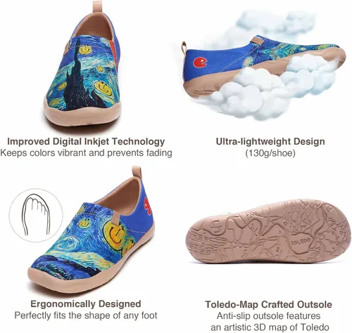Miniatura 3 de UIN Zapatillas de lona para hombre, ligeras, planas, para caminar, informales, cómodas, pintadas, para viajes