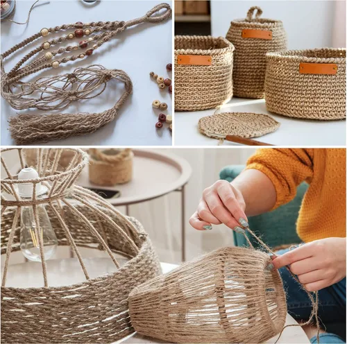 Miniatura 6 de uxcell 2 rollos de cuerda de yute natural de 0.039 pulgadas, 82 pies, 3 capas de cuerda de yute para artes y manualidades, adornos de regalo, cordel