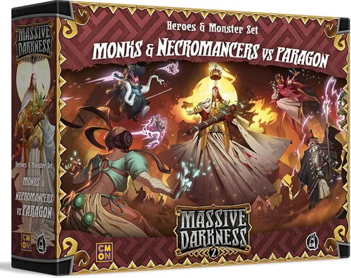 Massive Darkness 2 Monjes y Nigromantes vs The Paragon Heroes and Monsters Expansion | Juego de estrategia cooperativa para adultos y adolescentes |