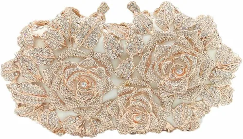 Boutique De FGG Bolsas de noche de cristal de flores deslumbrantes para mujer formal boda fiesta cóctel bolso de mano