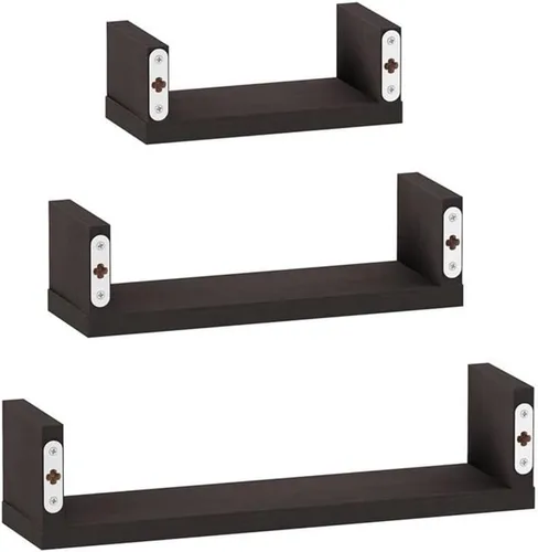 Miniatura 5 de FURINNO Estantes flotantes montados en la pared Indo, Espresso