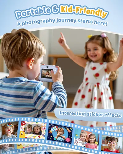 Miniatura 9 de Cámara Instantánea, Cámara de Selfie Dual Frontal Trasera para Niños con Videos de 1080P, Regalos de Cumpleaños y Vacaciones para Niños de 3 a 12