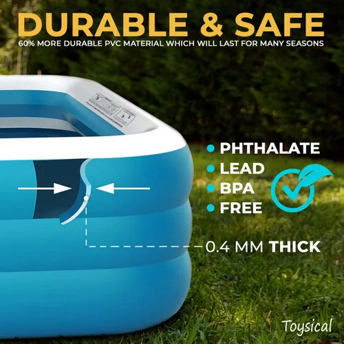 Miniatura 2 de Toysical Piscina inflable para niños y adultos con bomba de 118 x 72 x 22 pulgadas, más duradera que otras piscinas inflables para adultos, incluye