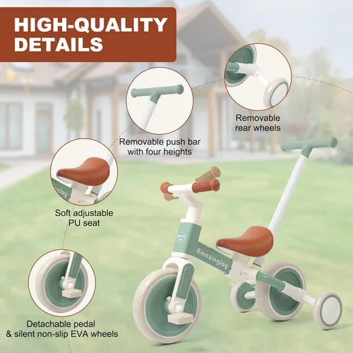 Miniatura 2 de Triciclo para niños de 6 en 1 para niños de 1 a 3 años, bicicleta de equilibrio con manillar, triciclo de equilibrio para bebé con pedal extraíble