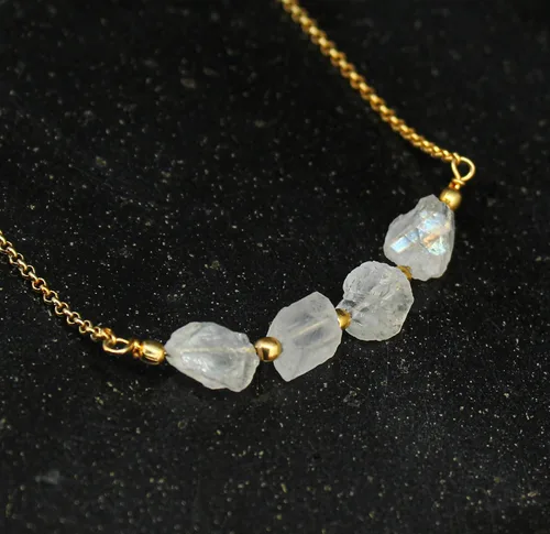 Miniatura 14 de Gempires Natural Raw Bar Crystals Pendant Necklace Handmade Jewelry 22 inch Adjustable Chain