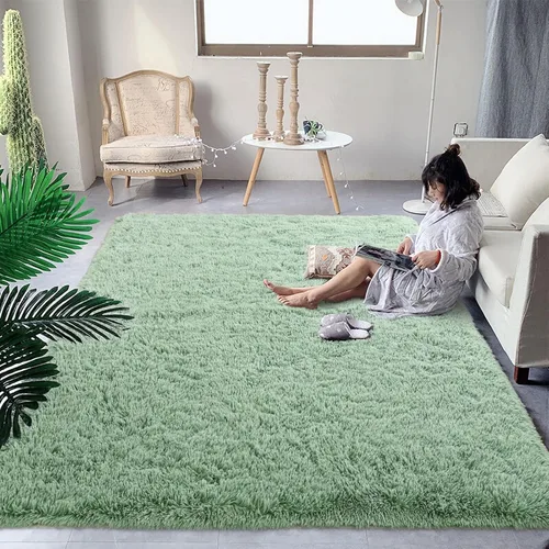 Miniatura 39 de DweIke Alfombras Shag Esponjosas Azules para Dormitorio Sala de Estar, 5x8 Grande Suave Felpa Tie-Dye Azul Cielo para Niñas y Niños, Alfombra Azul