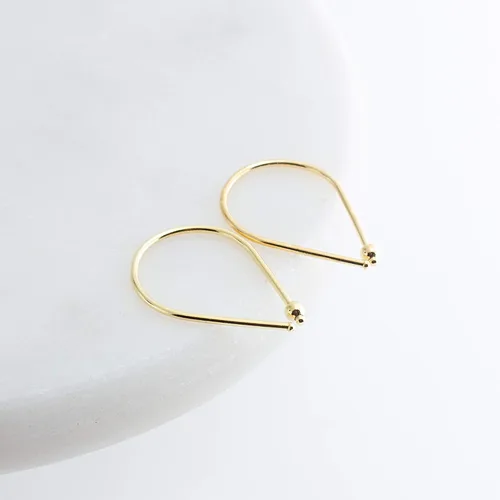 Miniatura 6 de 13mm de plata de ley 20 GA Aretes de aro invertidos colgantes de lágrima hipoalergénicos ligeros con hilo para mujer